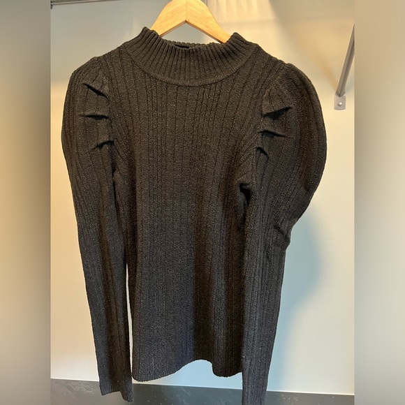 Black Puff Sleeve Sweater - Picture 1 of 4